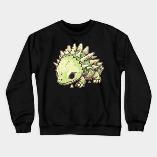 Scary Chibi Stegosaurus Isometric Dinosaur Skeleton Crewneck Sweatshirt